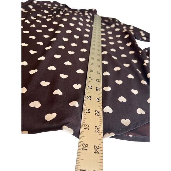 Ann Taylor Loft Women's Black Blouse with Hearts, Tie Neck, Petite Small, Office - Picture 9 of 10